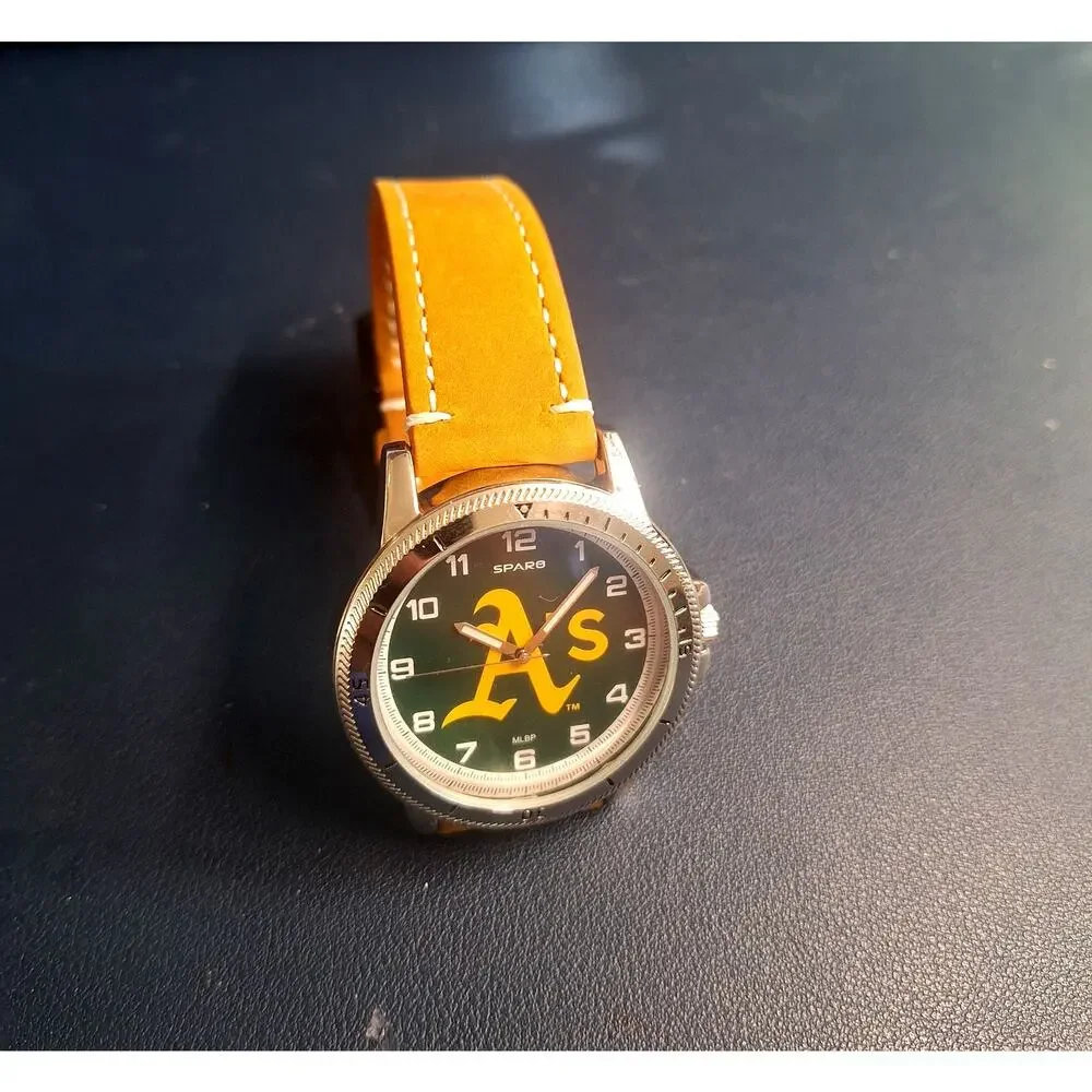 MLB Oakland A's  Sparo Watch Jewelry Brown Leather Wrist Band  New